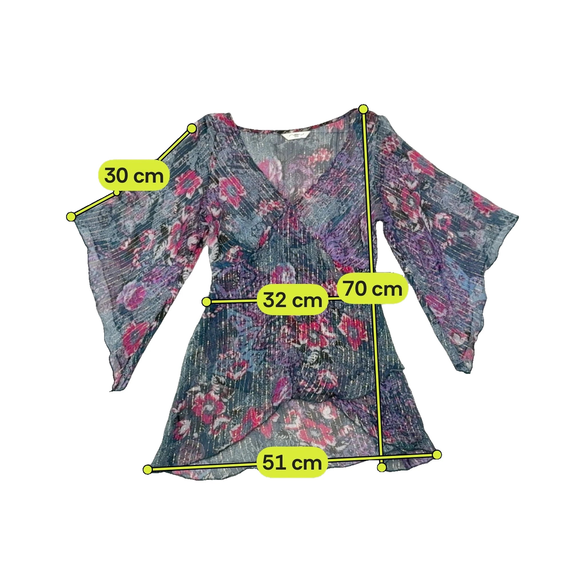New Look Look Floral Metallic Stripe Sheer Blouse