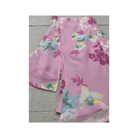 Saia vintage rosa com estampado floral Tropical e Bainha Lenço