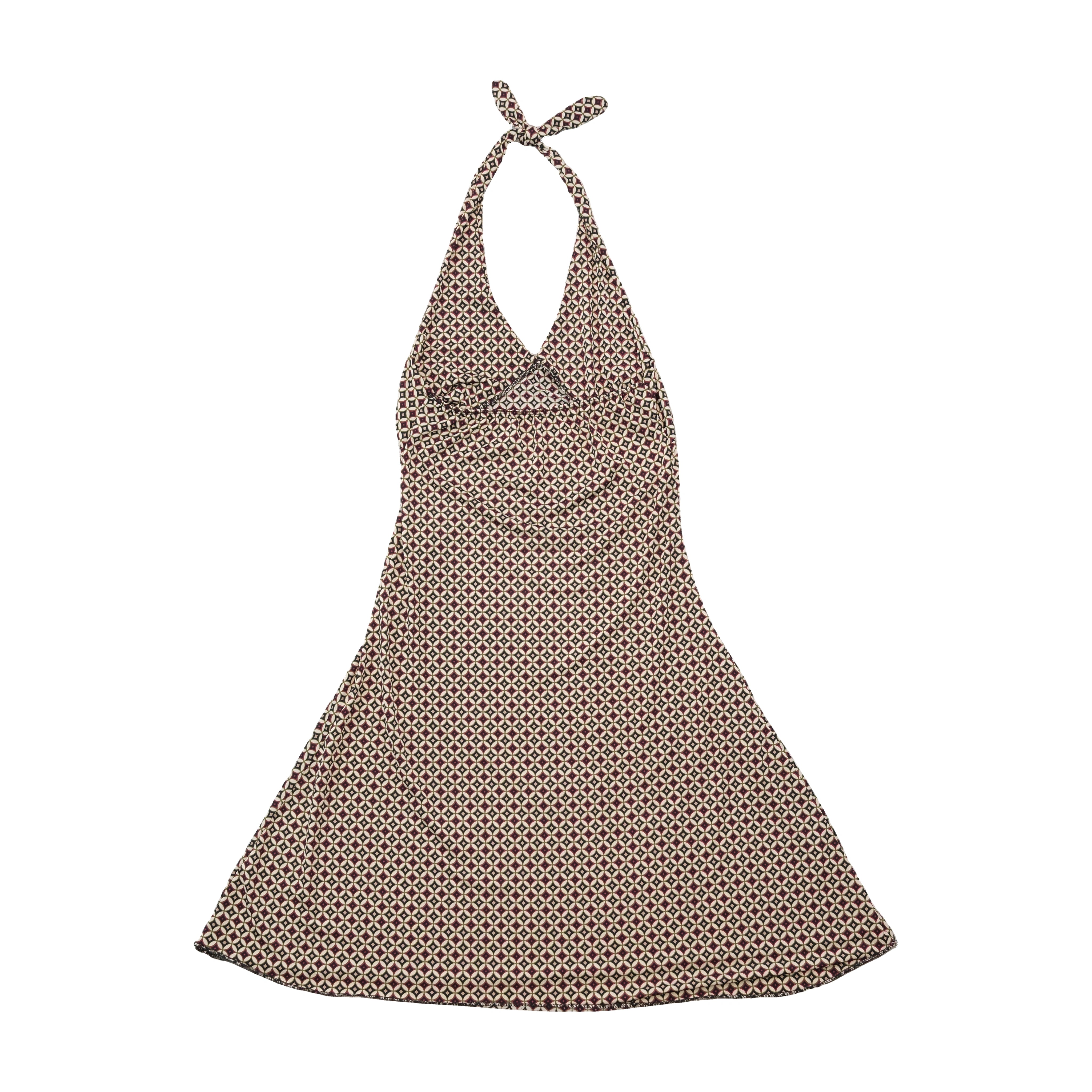 Geometric Print Halter Mini Dress