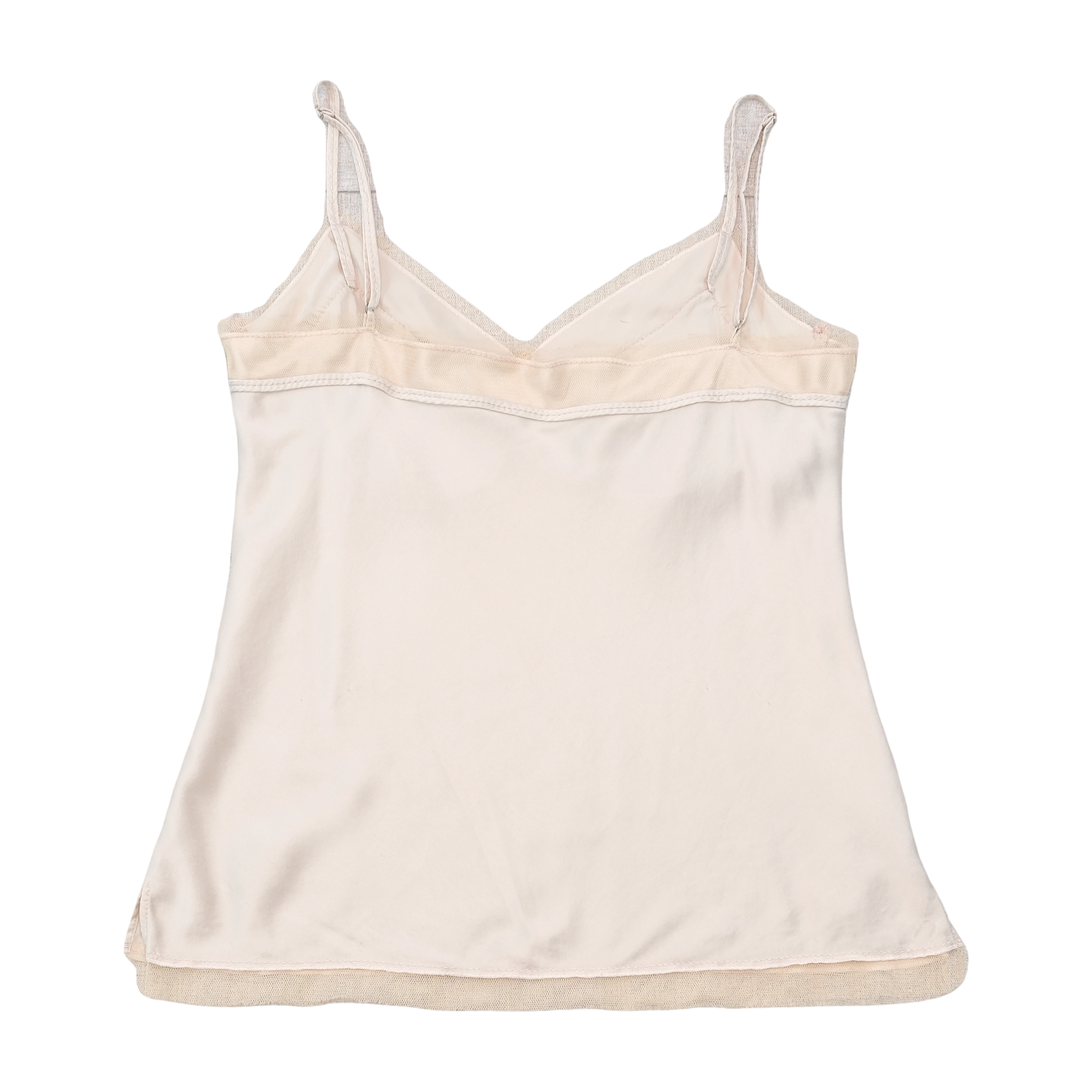Vintage Sheer Mesh Trim Satin Camisole Tank Top