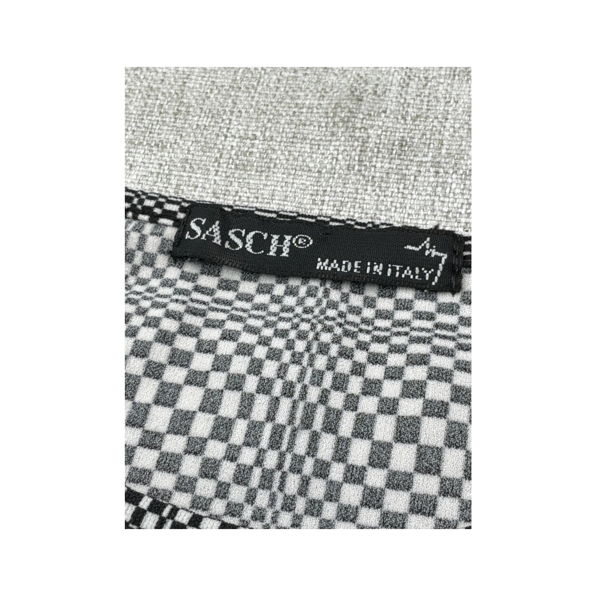 Sasch Black White Optical Check Stretch Blouse (repriced)