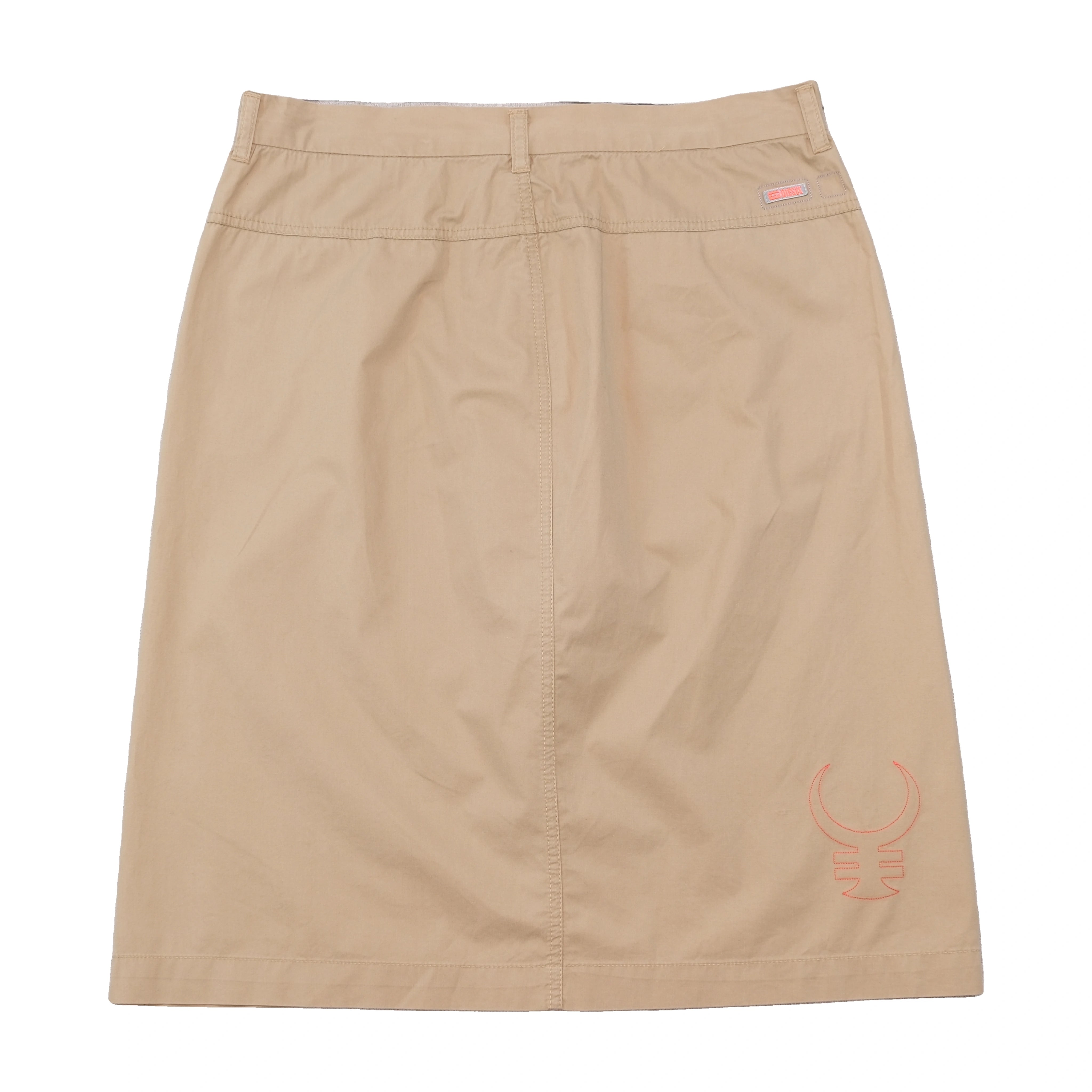 Diesel Beige Logo Embroidered Midi Skirt