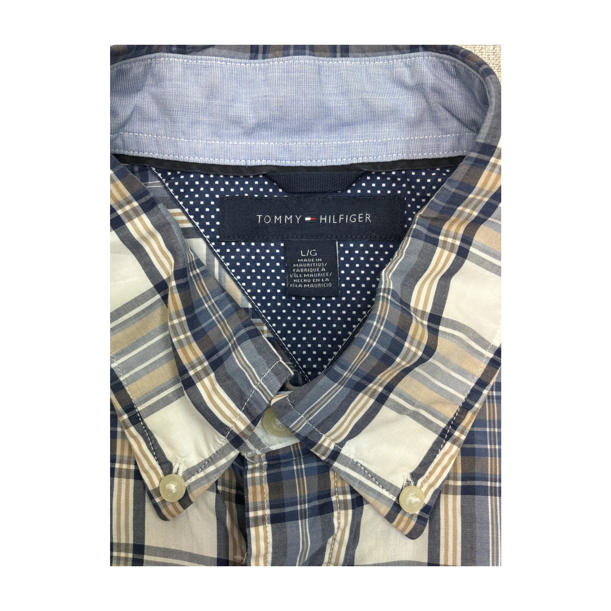 Blue & Beige Checkered Button Up Shirt