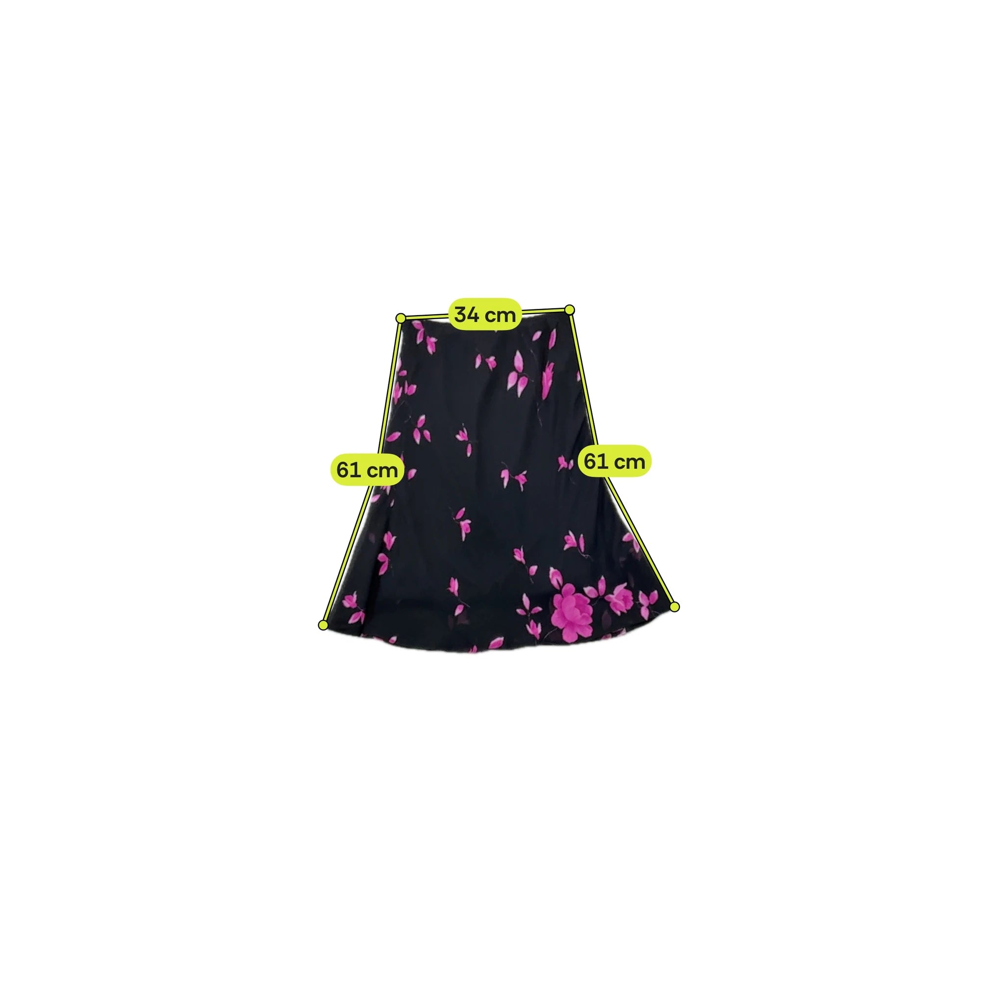 Vintage Black Pink Floral A-Line Skirt