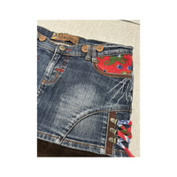 Deploy Floral Patchwork Denim Mini Skirt