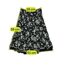 Woman Floral Crinkle Lace Hem Skirt