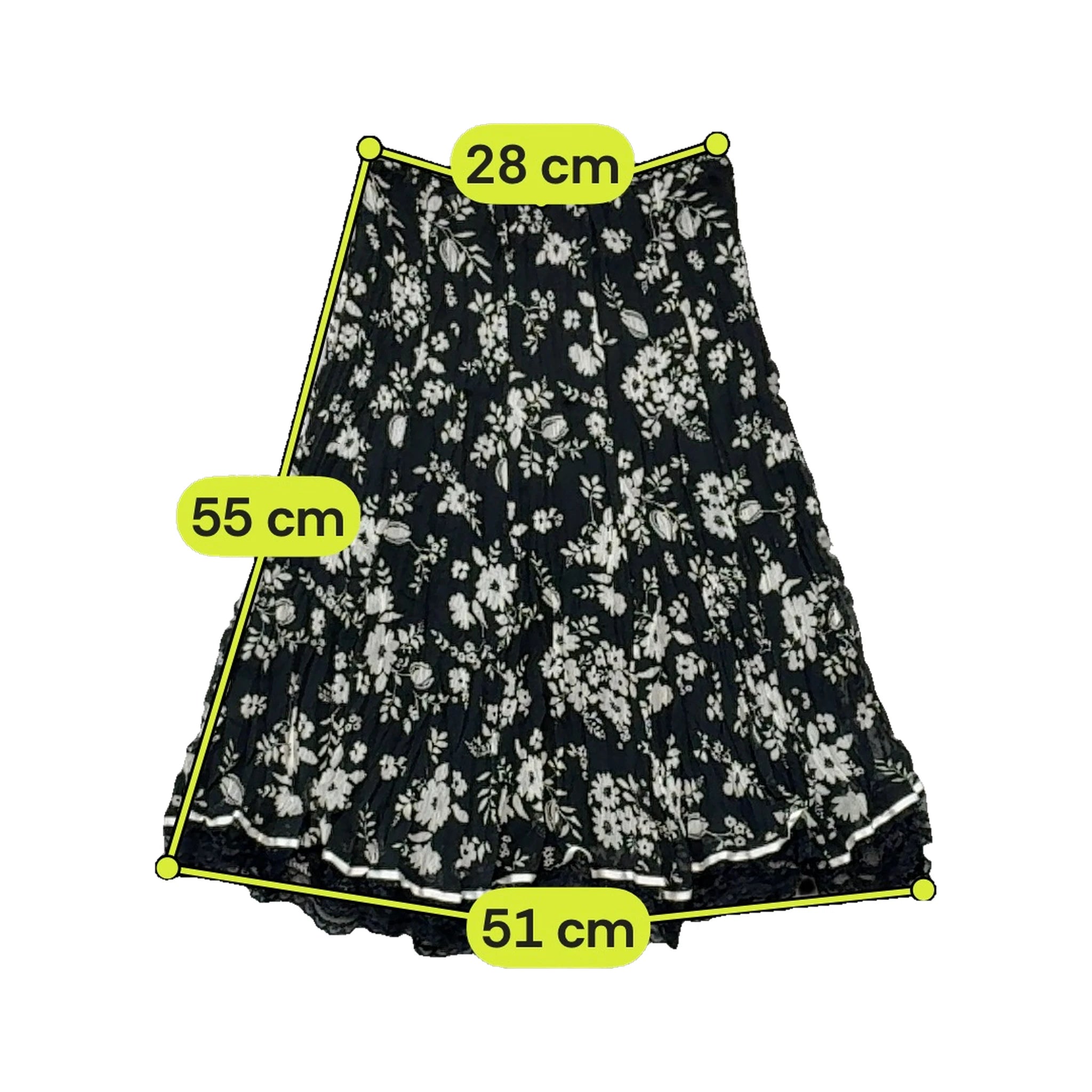 Woman Floral Crinkle Lace Hem Skirt