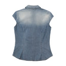 Dake Faded Denim Zip-Up Cap Sleeve Shirt