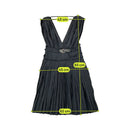 Miss Sixty Pinstripe Pleated Sleeveless Belted V-Neck Dress