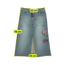 Saia Midi MAX&Co. em ganga com Bordado floral