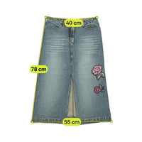 Saia Midi MAX&Co. em ganga com Bordado floral