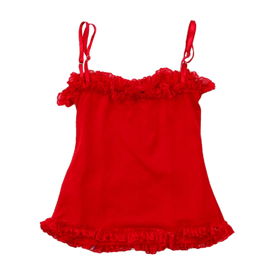 Red Ruffled Cami Corset Top