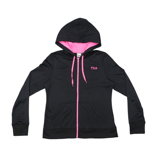 Sweatshirt com capuz Fila Sport preta e rosa com Fecho Total