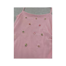 Top de alças Transparente rosa em Rede com Bordado floral