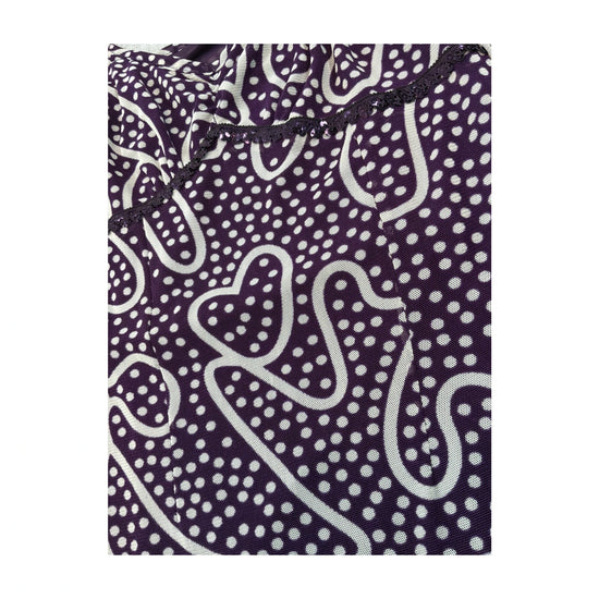 Vestido Lingerie roxo com estampado de Corações abstrato e Acabamento de Lantejoulas