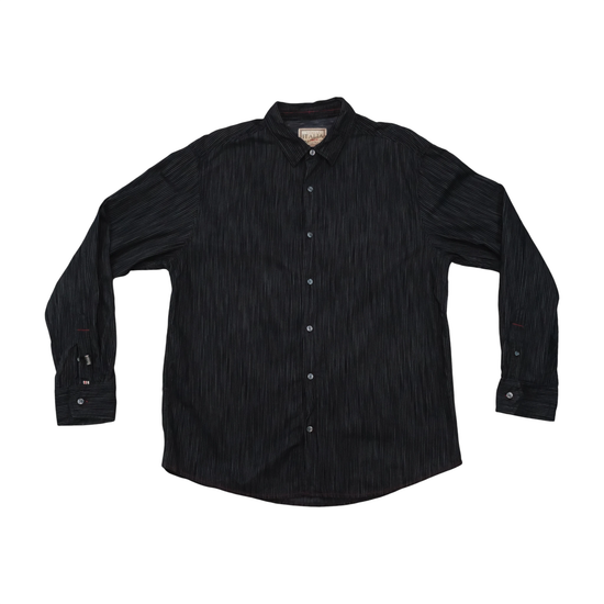 Vintage Italia Black Striped Cotton Button-Up Shirt