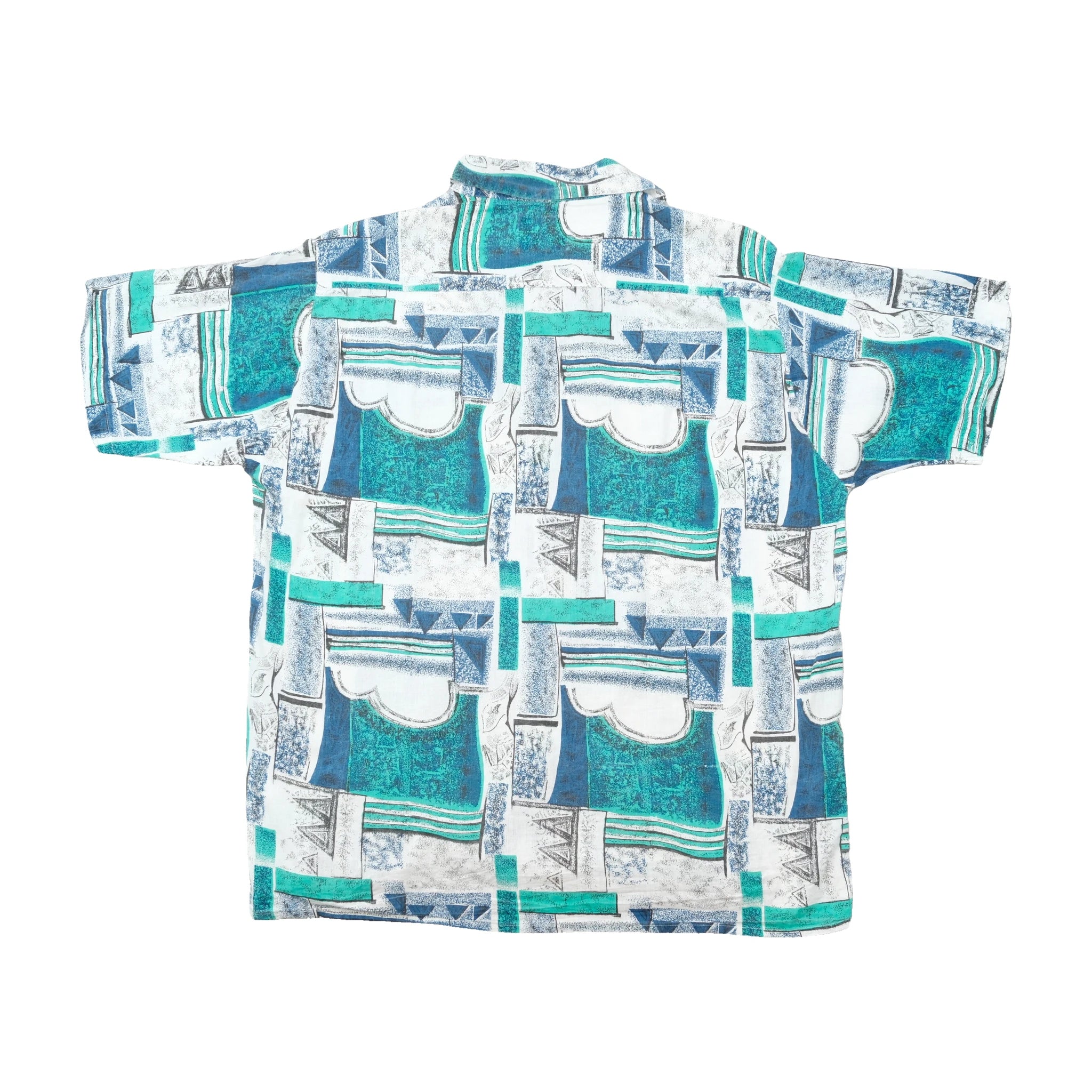 Vintage Abstract Geometric Print Short Sleeve Shirt