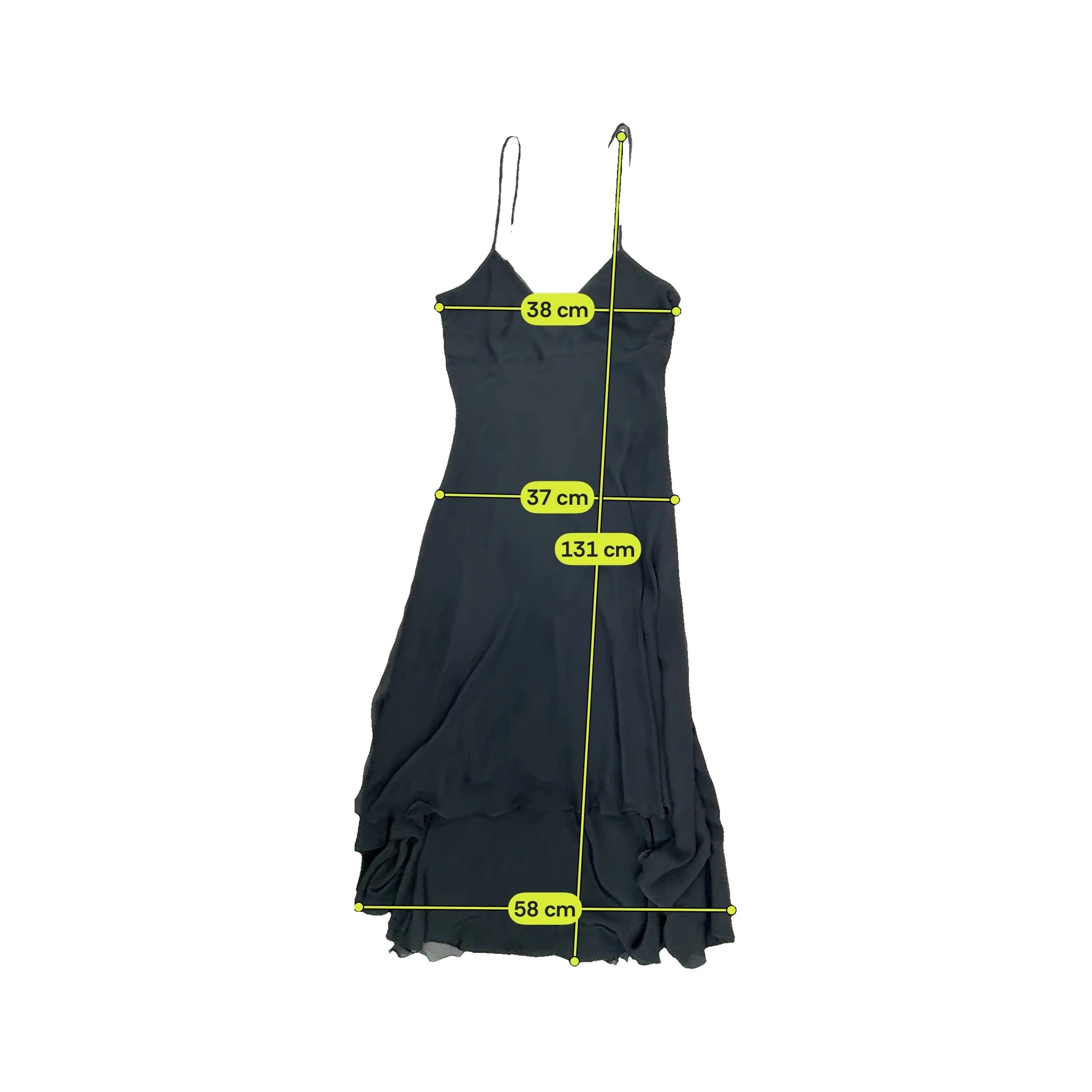 Asymmetrical Ruffled Layered Chiffon Spaghetti Strap Dress
