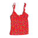 Red Floral Ruffle Strap Cami Top