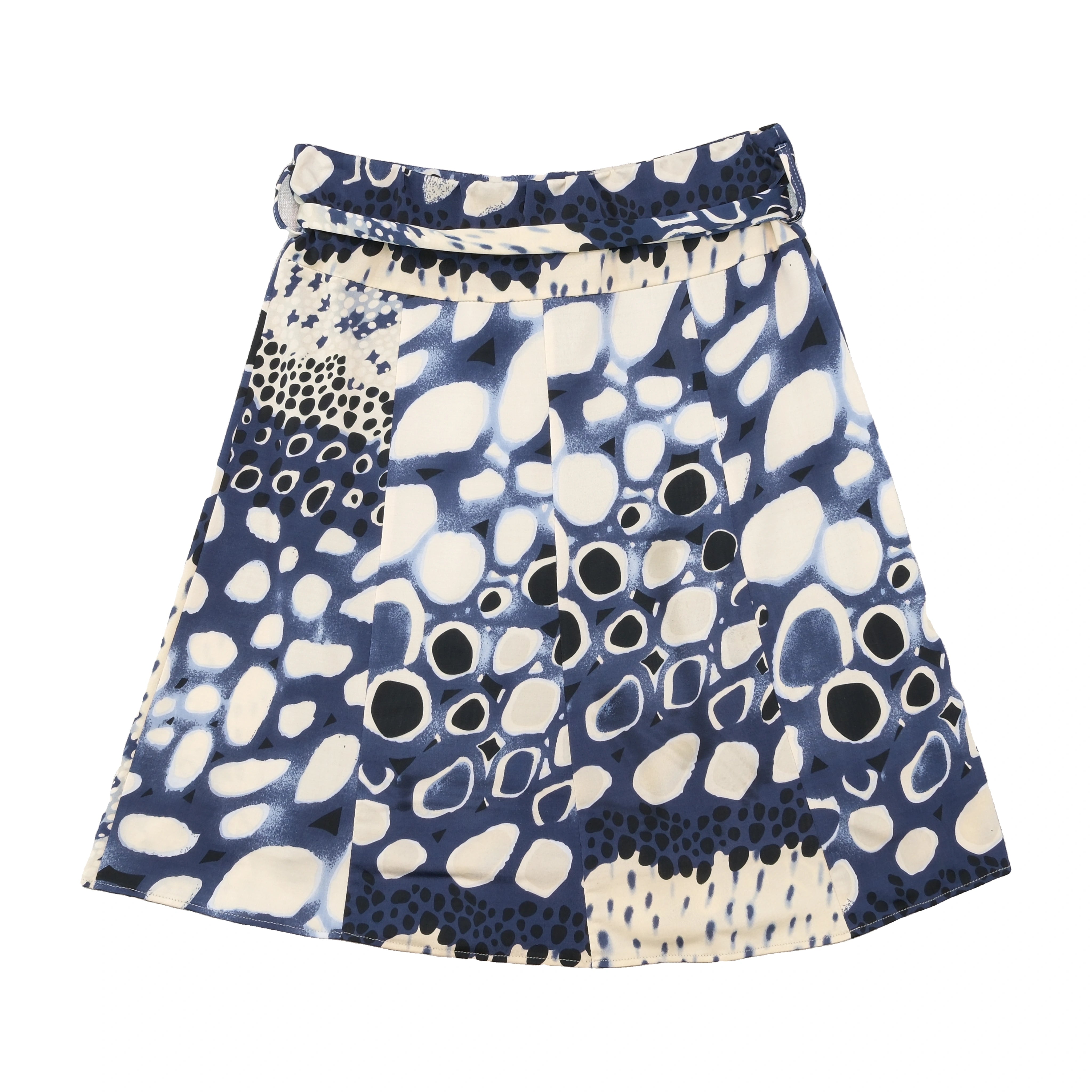 Abstract Print Tie Waist Skirt