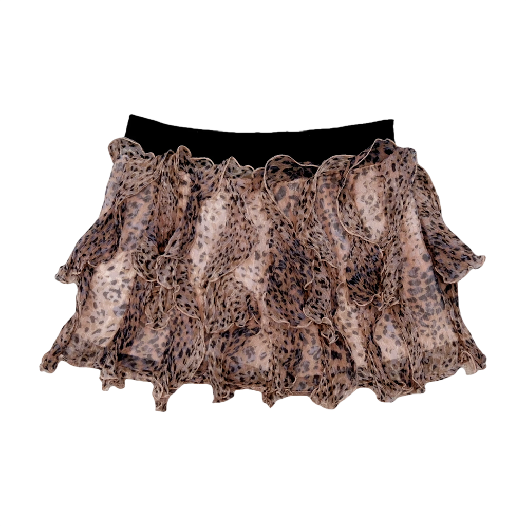 Patrizia Pepe Leopard Print Ruffle Mini Skirt