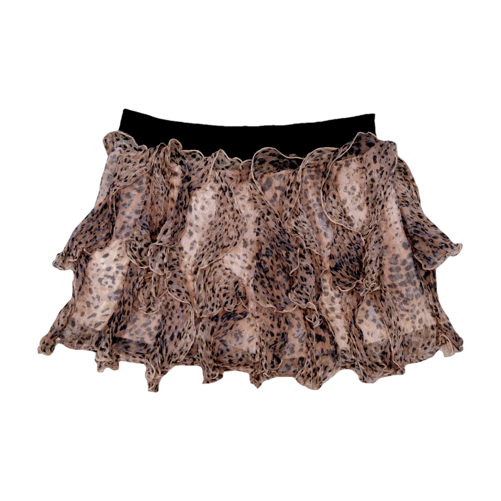 Patrizia Pepe Leopard Print Ruffle Mini Skirt