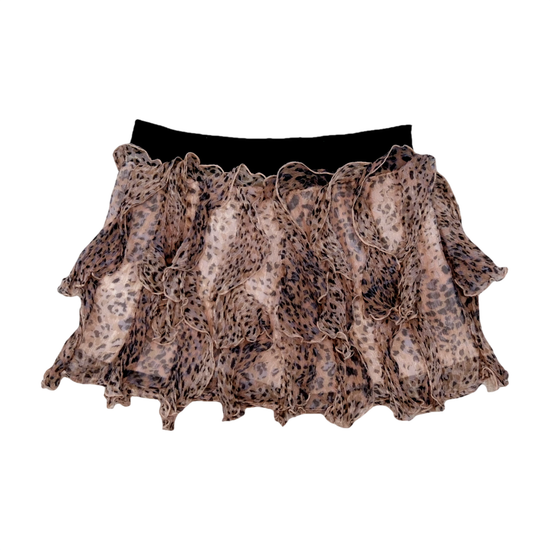 Patrizia Pepe Leopard Print Ruffle Mini Skirt