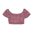 Phard Girl Floral Puff Sleeve Crop Blouse