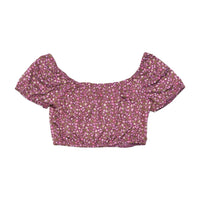 Phard Girl Floral Puff Sleeve Crop Blouse