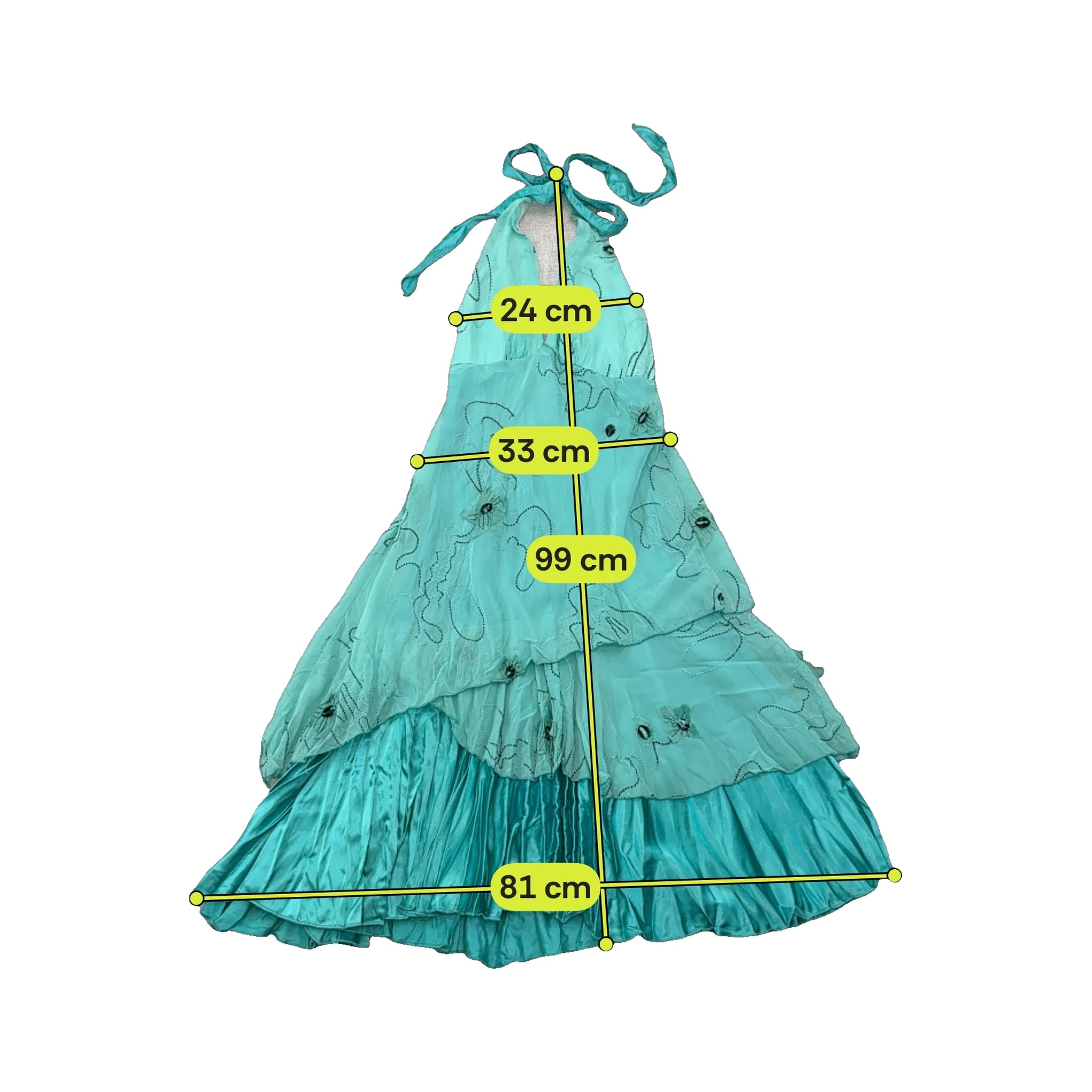 Byer Too Blue Halter Tiered Embellished Dress
