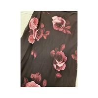 Pink Rose Floral Sheer Overlay Midi Skirt