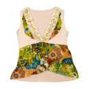 Embellished V-Neck Patchwork Sleeveless Tunic Top