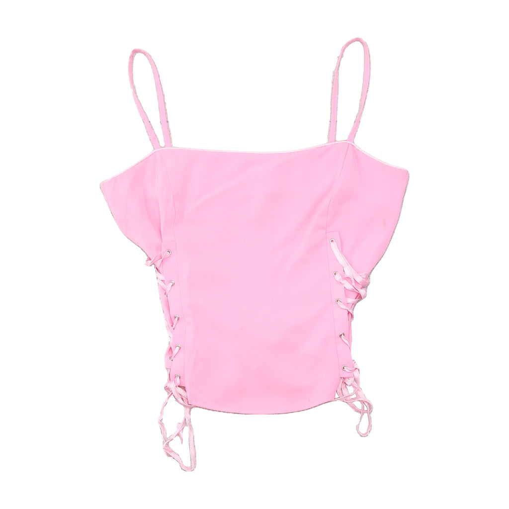 Vintage Pink Lace-Up Side Camisole Tank Top