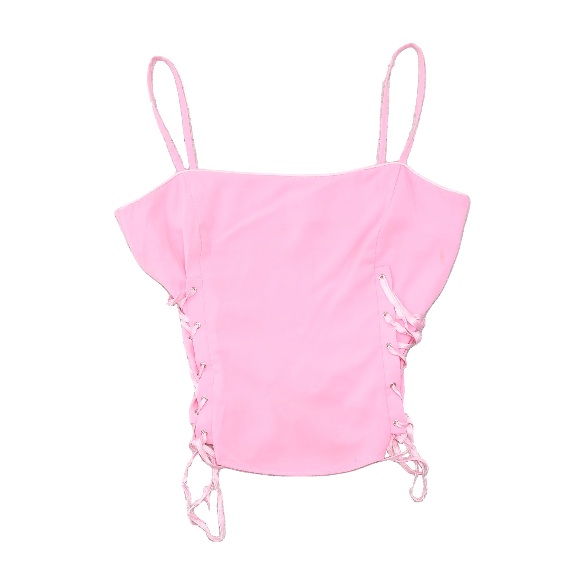 Vintage Pink Lace-Up Side Camisole Tank Top