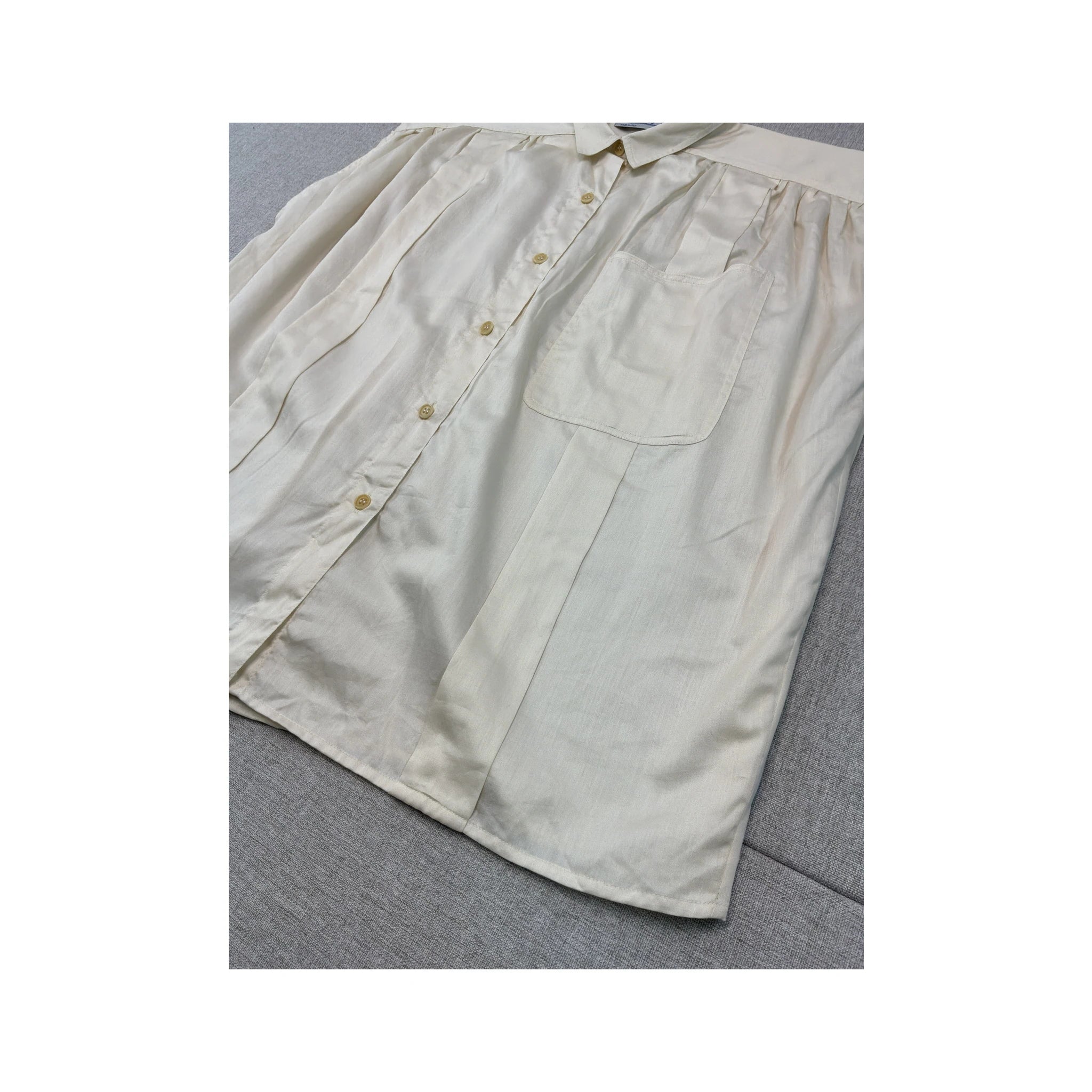 I Blues Pleated Front Button-Up Blouse