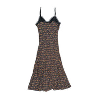 Vintage Floral Sheer Trim Slip Dress