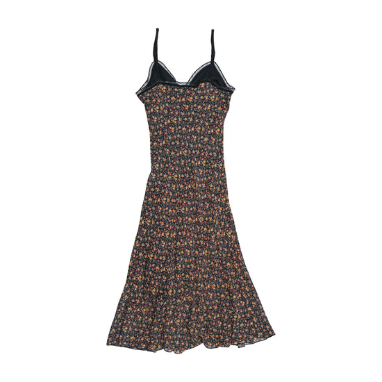 Vintage Floral Sheer Trim Slip Dress