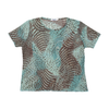 Damart Turquoise Abstract Animal-Print Mesh Short-Sleeve Top