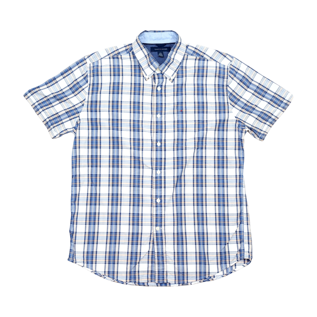 Blue & Beige Checkered Button Up Shirt