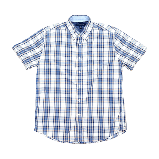 Blue & Beige Checkered Button Up Shirt