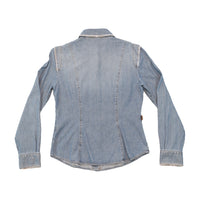 Moschino Jeans Frayed Trim Denim Button Up Shirt