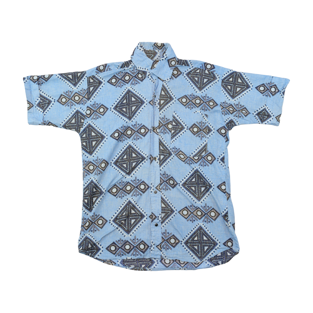 Camisa vintage de Manga curta com estampado geométrico