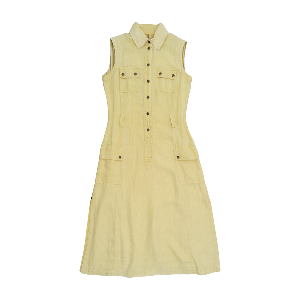 Marlboro Classics Vintage Sleeveless Utility Safari Linen Midi Dress