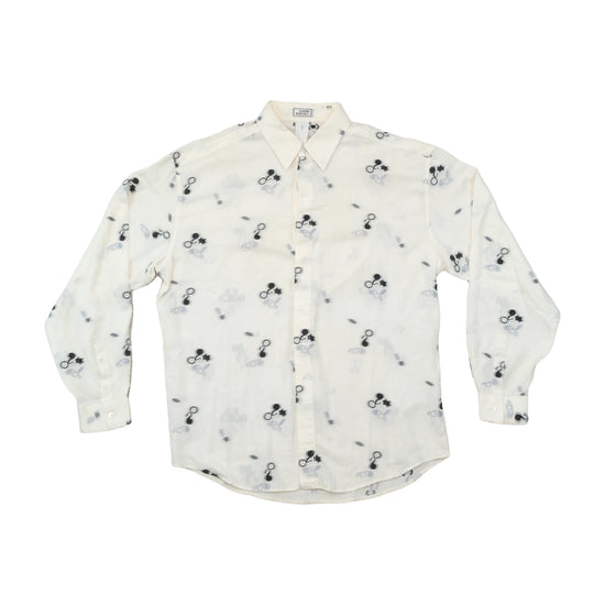 Camiseiro Gianni Versace Vintage com Botões em Jacquard Abstrato