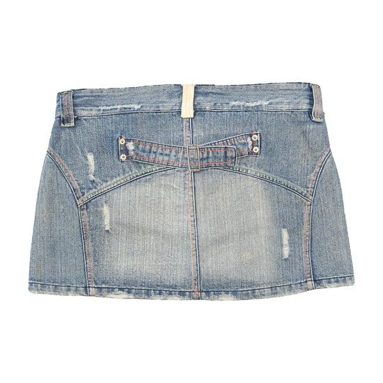 Last Girl Distressed Denim Mini Skirt