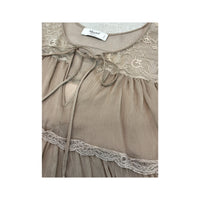 Blugirl by Blumarine Beige Tiered Lace Trim Silk Dress