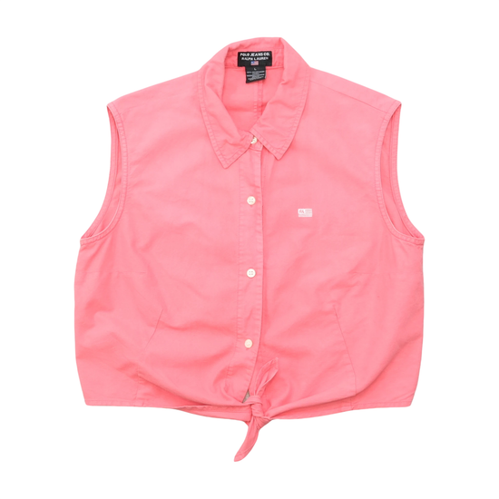 Polo Jeans Co. Ralph Lauren Pink Cotton Sleeveless Tie-Front Blouse