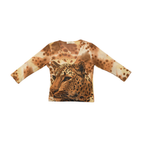 T-shirt Mad People Italia com decote em V Profundo e estampado de Leopardo