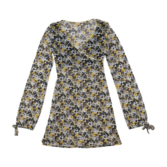 Mini vestido Made in Italy em Rede floral Estilo Cruzado