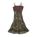 Brown Floral Lace Trim Slip Dress